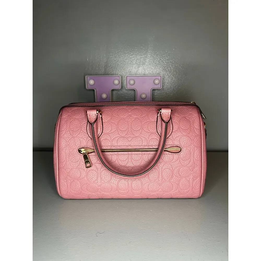 Coach  Rowan Satchel Bag In Signature Leather  PEONY